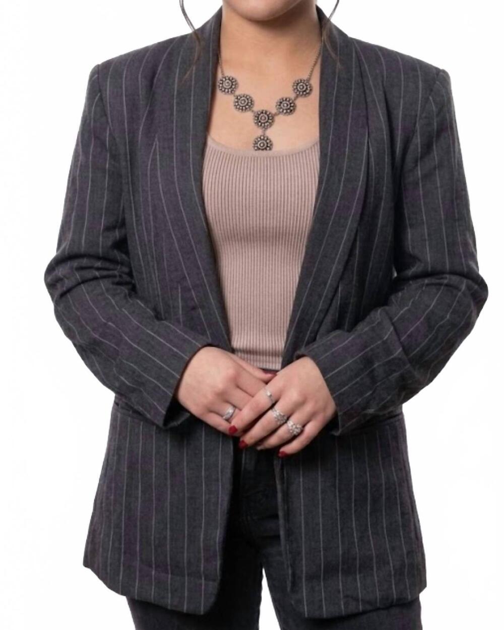 NEW EE:SOME pinstripe half sleeve blazer in black/gray